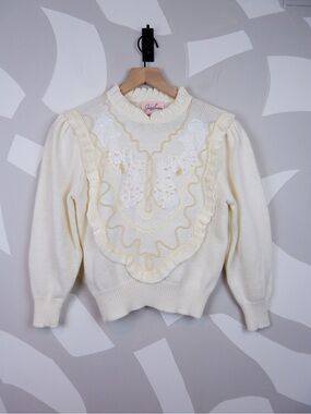 Vintage 80's Jaclyn Smith Beaded Ivory Sweater | S